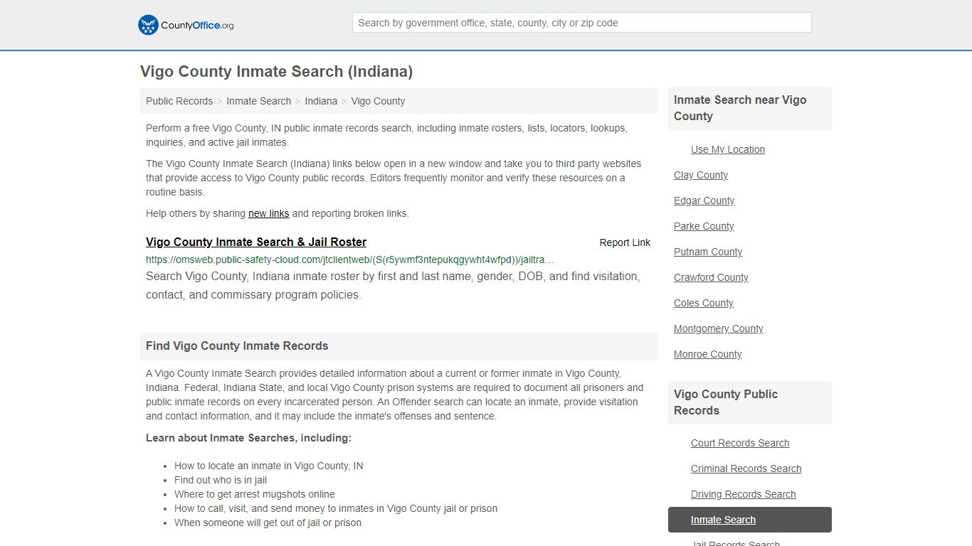 Inmate Search - Vigo County, IN (Inmate Rosters & Locators)